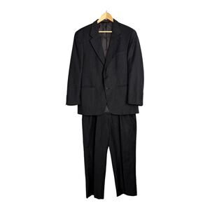 Jones New York Men’s Dark‎ Grey Glen Plaid Wool Cashmere 2 Piece Suit Tailored